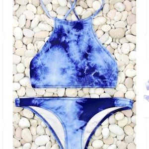 Zaful tie dye high neck bikini